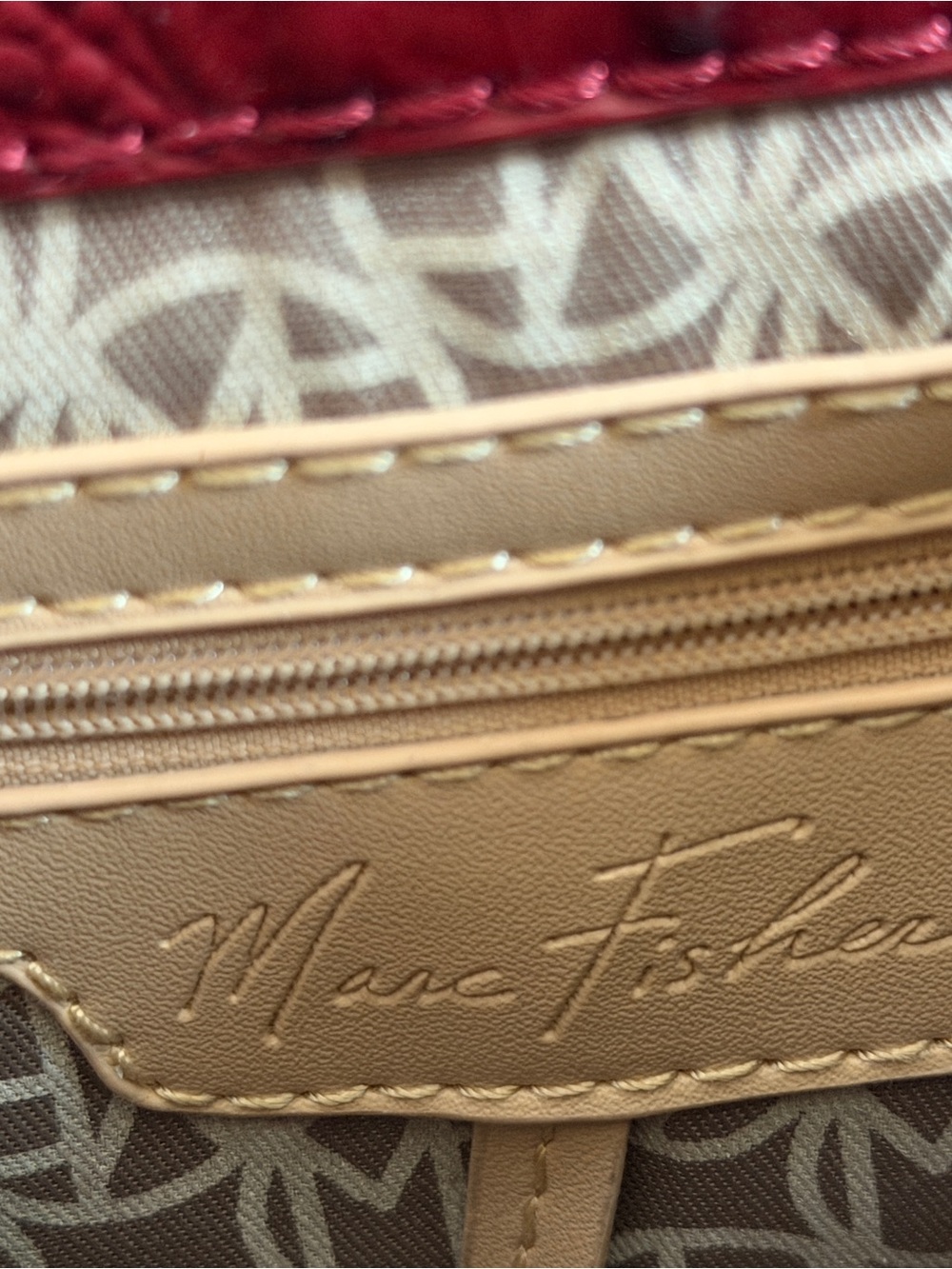 Marc Fisher Croc-Embossed Top-Handle Satchel in Burgundy - Picture 7 of 7